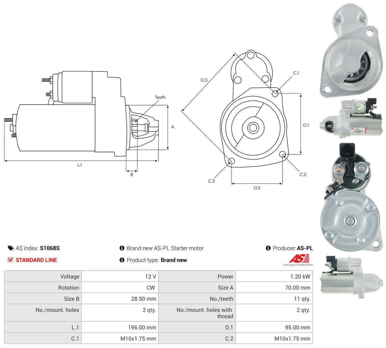 Motor de arranco As-pl S1068S preço, a partir de 127,53 USD