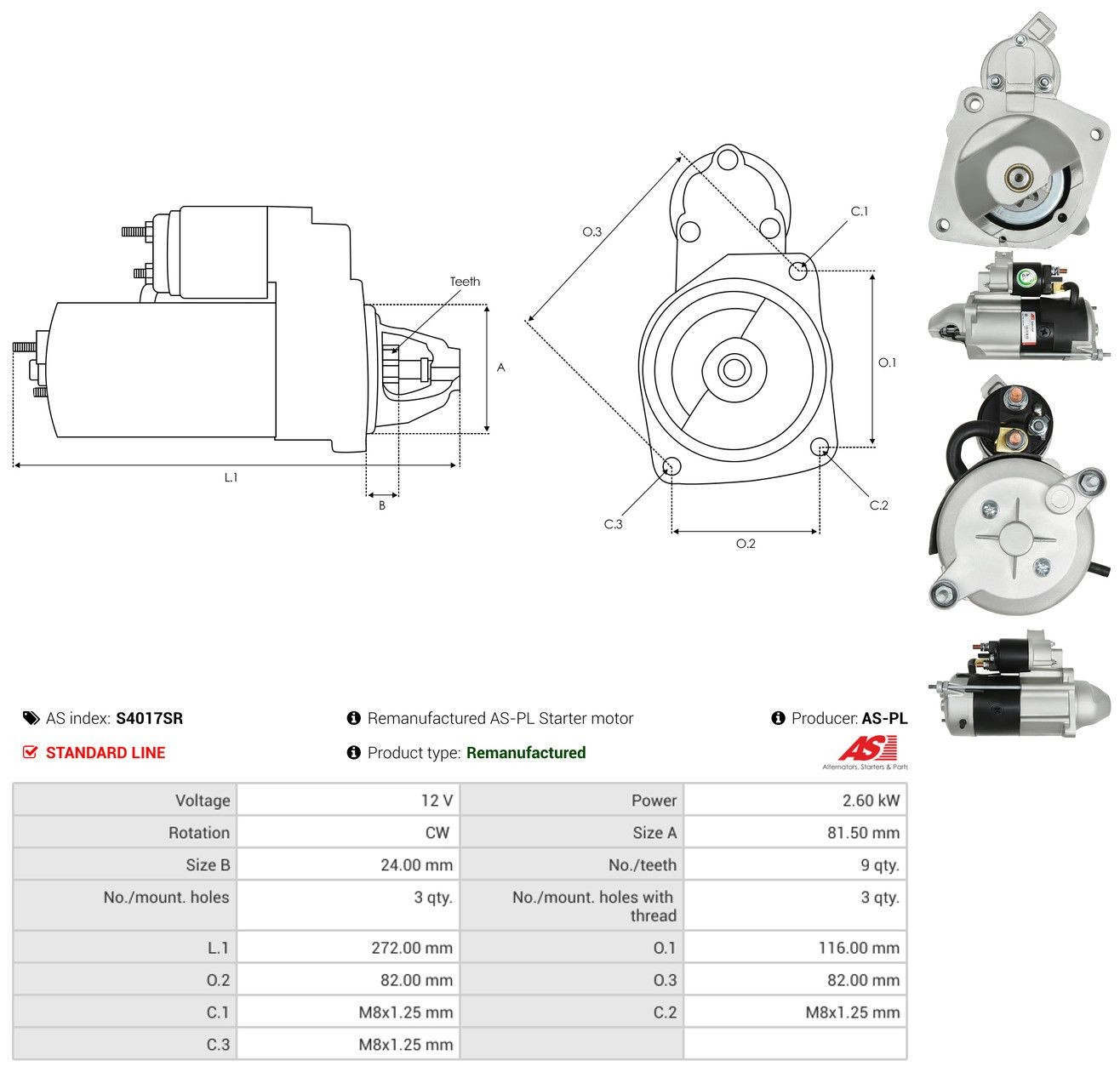 S4017SR As-pl Motor de arranco