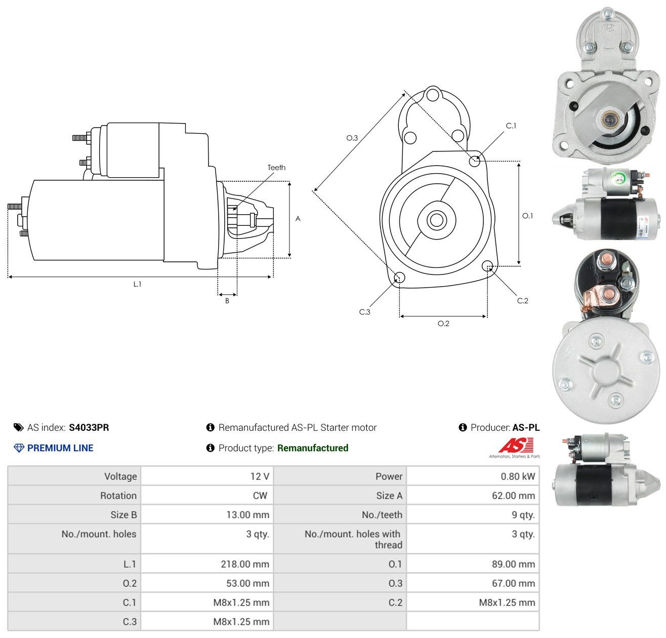 S4033PR As-pl Motor de arranco