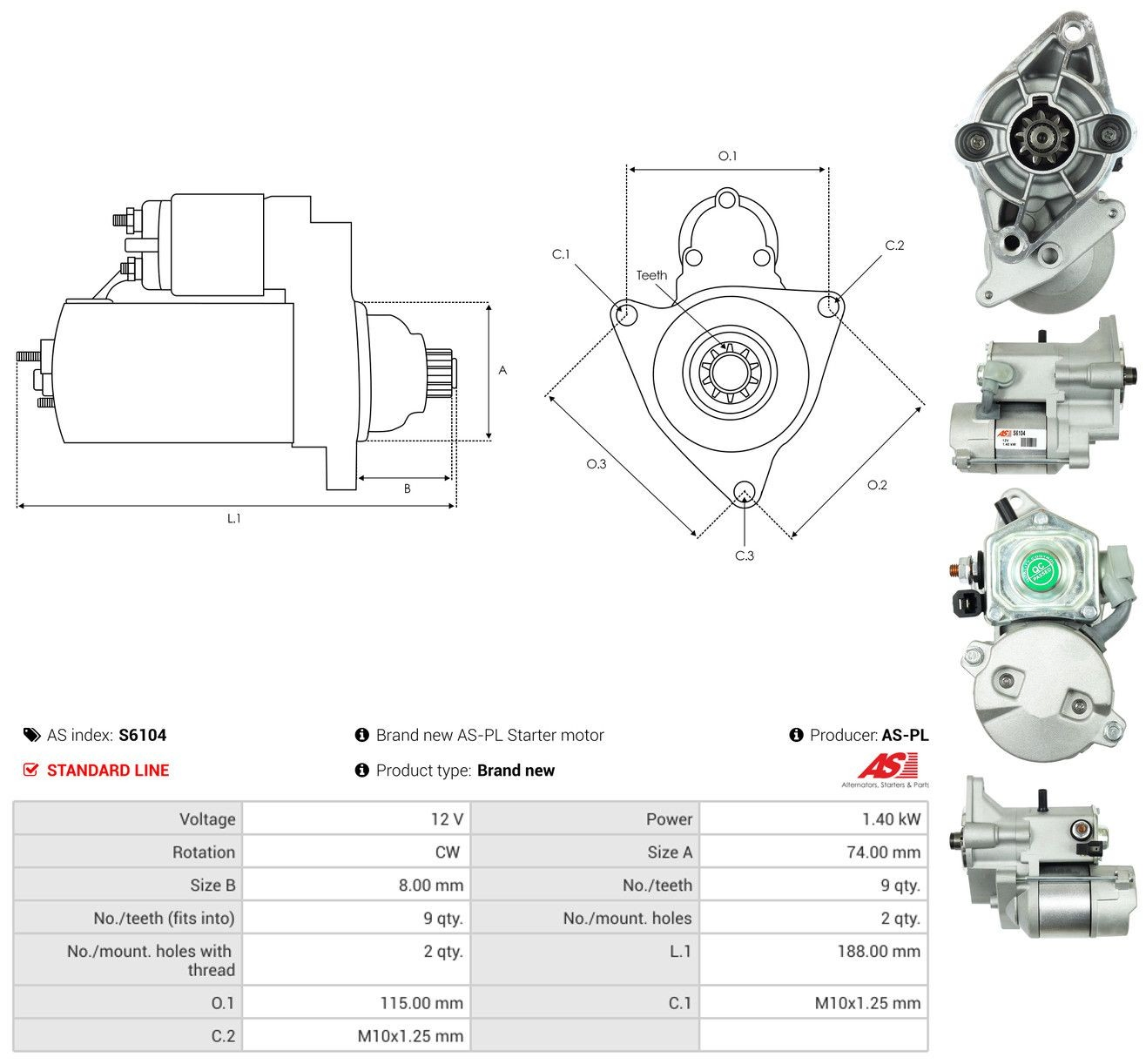 Motor de arranco 2810015150 Toyota