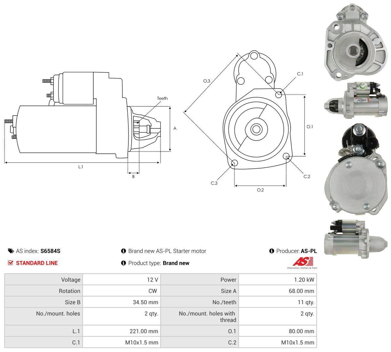  Motor de arranco Jeep Wrangler SUV (JL) (2017 - 2026) 