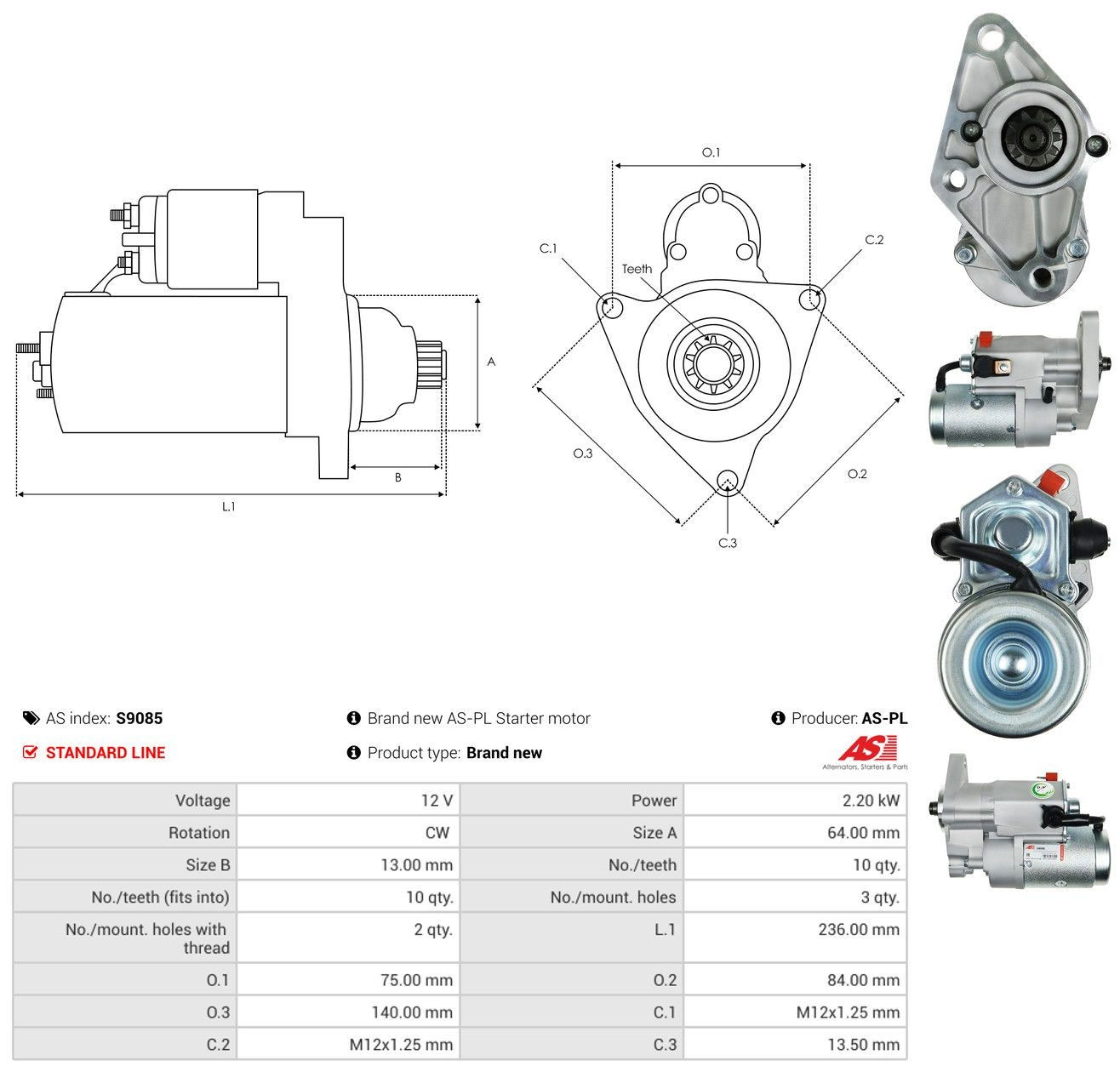 Compre S9085 As-pl Motor de arranco