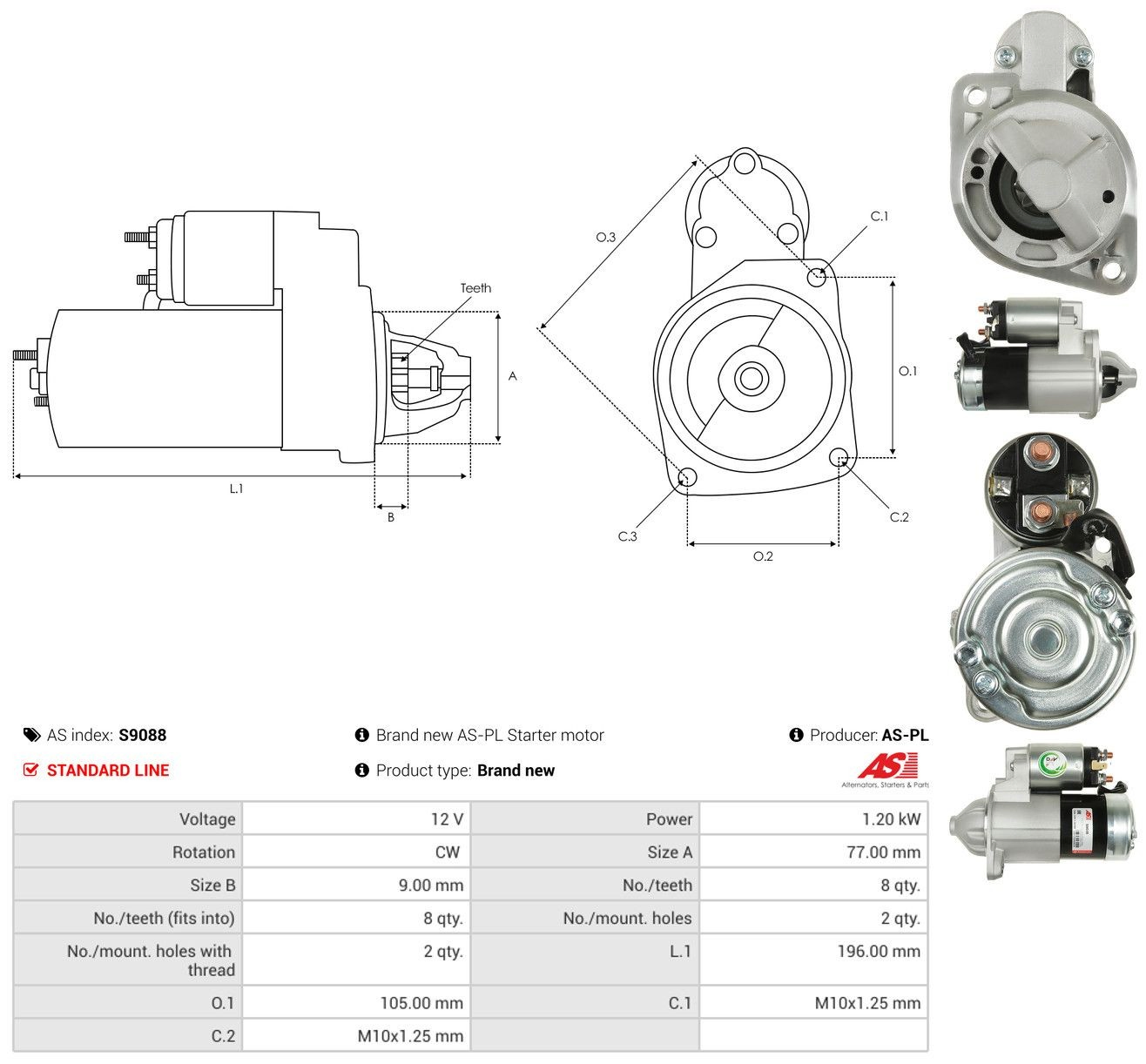 Compre S9088 As-pl Motor de arranco