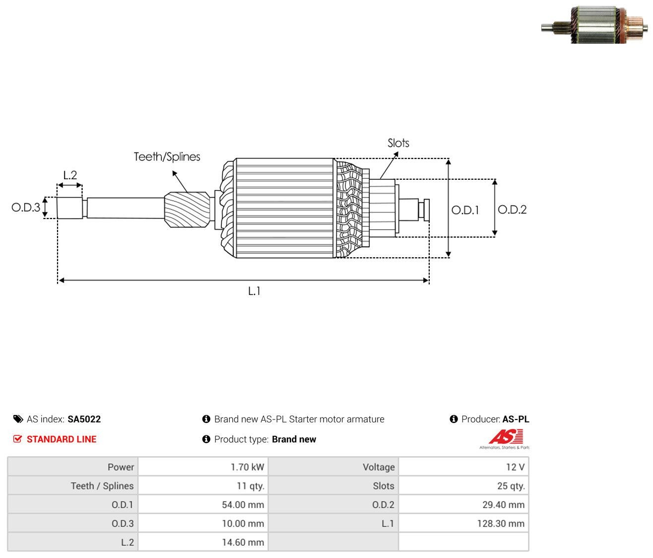 Compre SA5022 As-pl Induzido (rotor) do motor de arranco