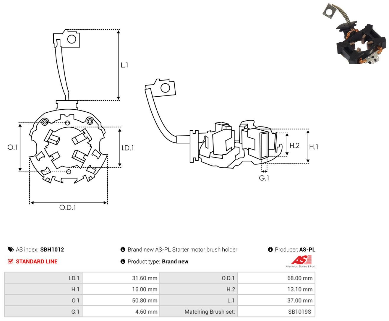 Porta-escovas do motor de arranco As-pl SBH1012 preço, a partir de 9,61 USD