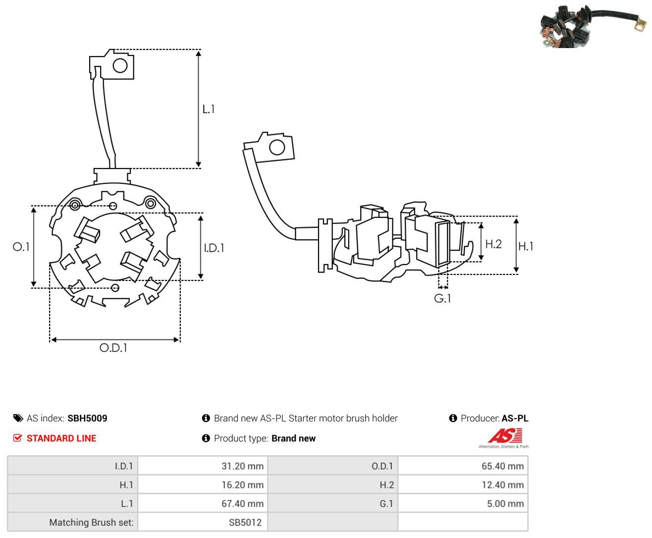 Porta-escovas do motor de arranco As-pl SBH5009 preço, a partir de 11,62 USD