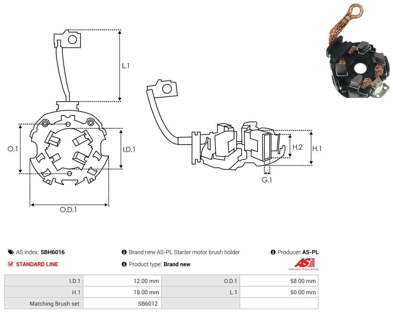 Porta-escovas do motor de arranco As-pl SBH6016 preço, a partir de 16,74 USD