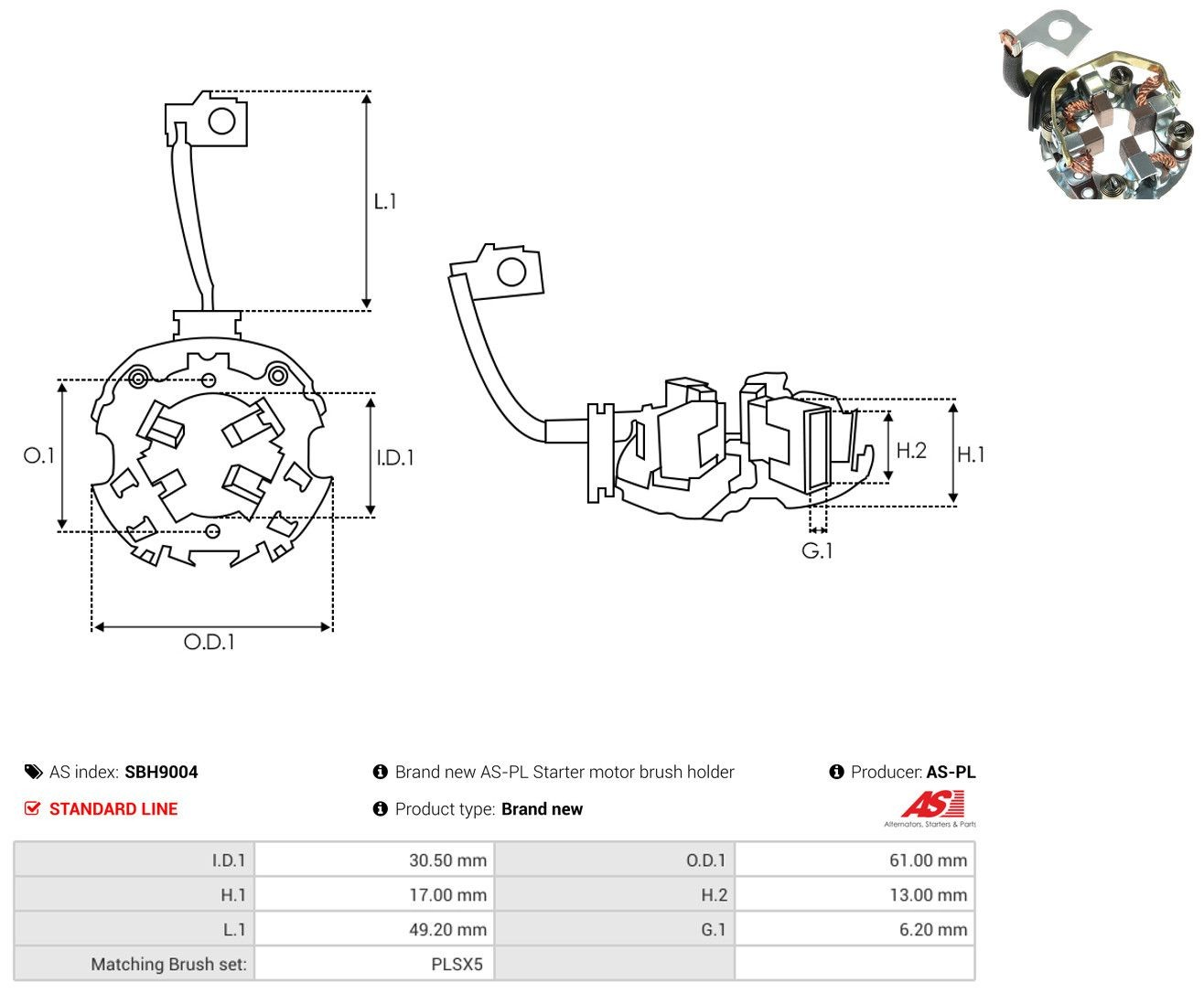 Porta-escovas do motor de arranco As-pl SBH9004 preço, a partir de 16,31 USD