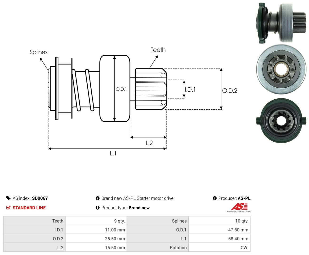 Roda-livre do motor de arranco Chrysler Voyager III RG, RS