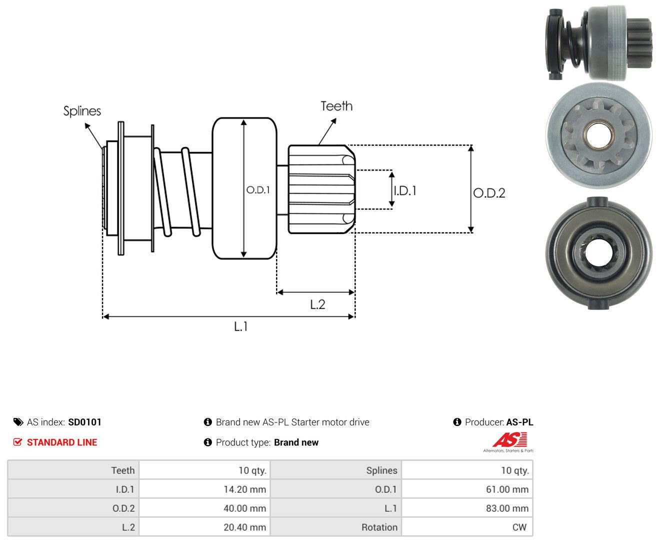 Roda-livre do motor de arranco As-pl SD0101 preço, a partir de 31,35 USD