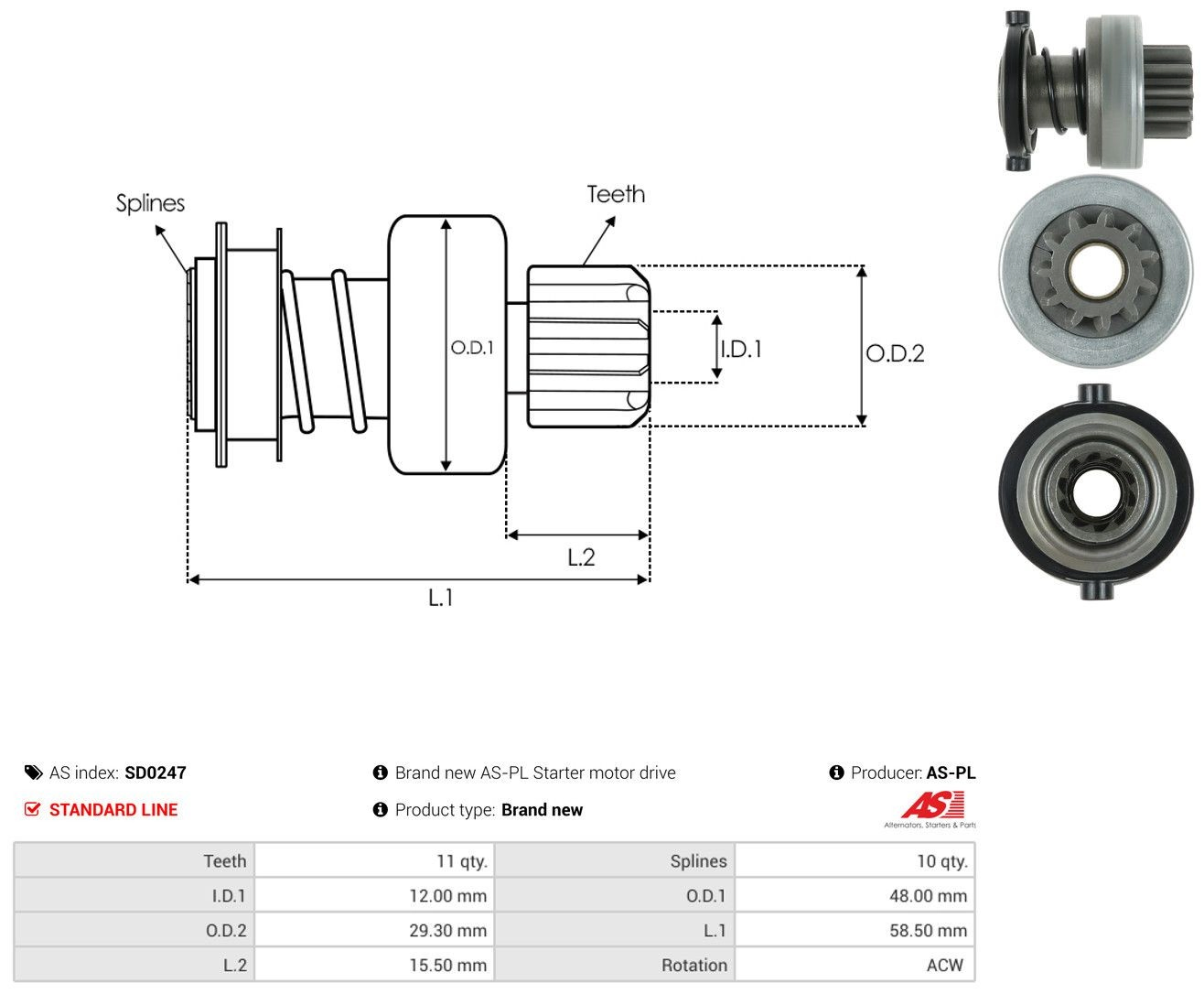 Roda-livre do motor de arranco 335510 Cargo