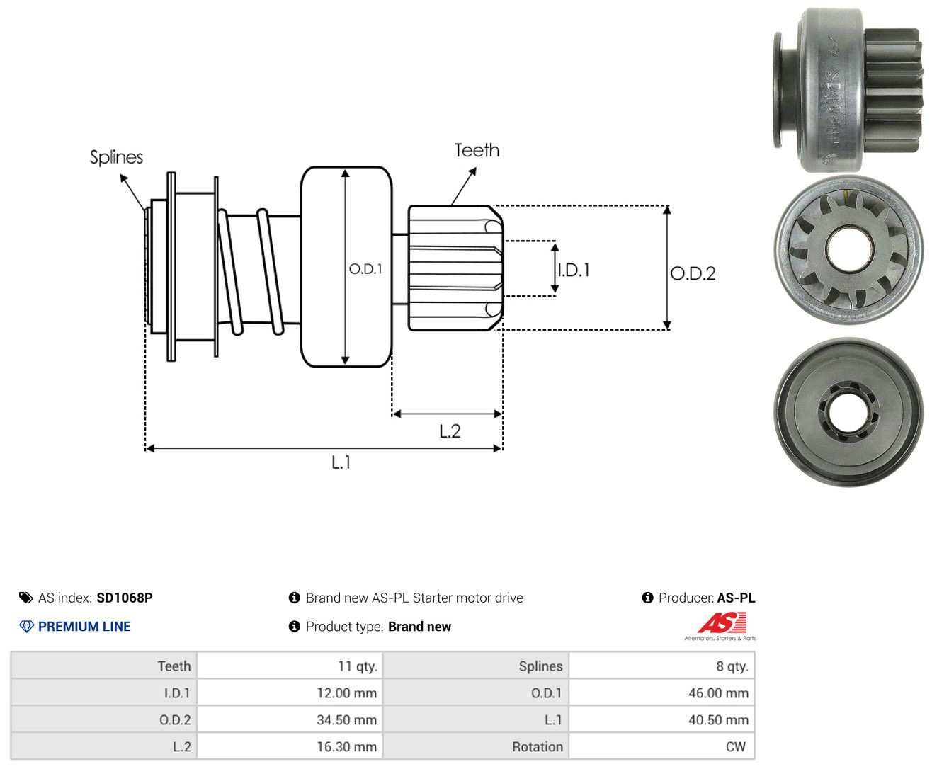 Roda-livre do motor de arranco SD1068P As-pl