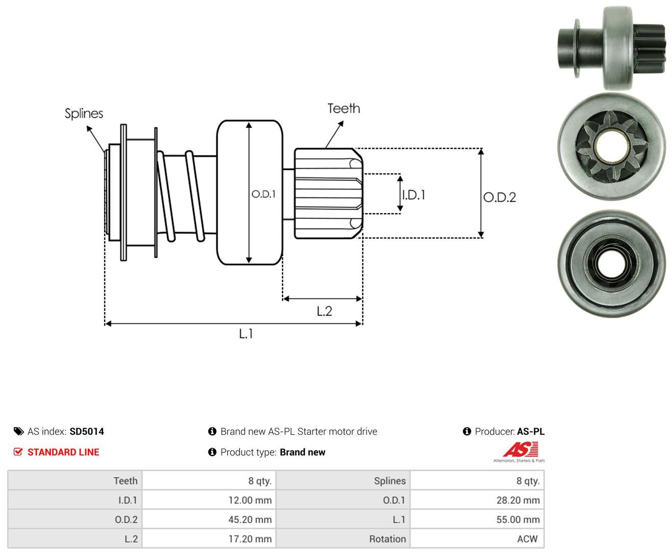 Roda-livre do motor de arranco para KIA Carens I FJ