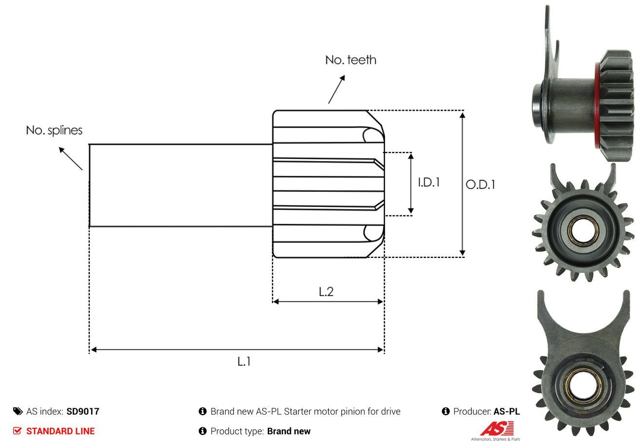 Roda dentada do motor de arranco As-pl SD9017 preço, a partir de 20,11 USD