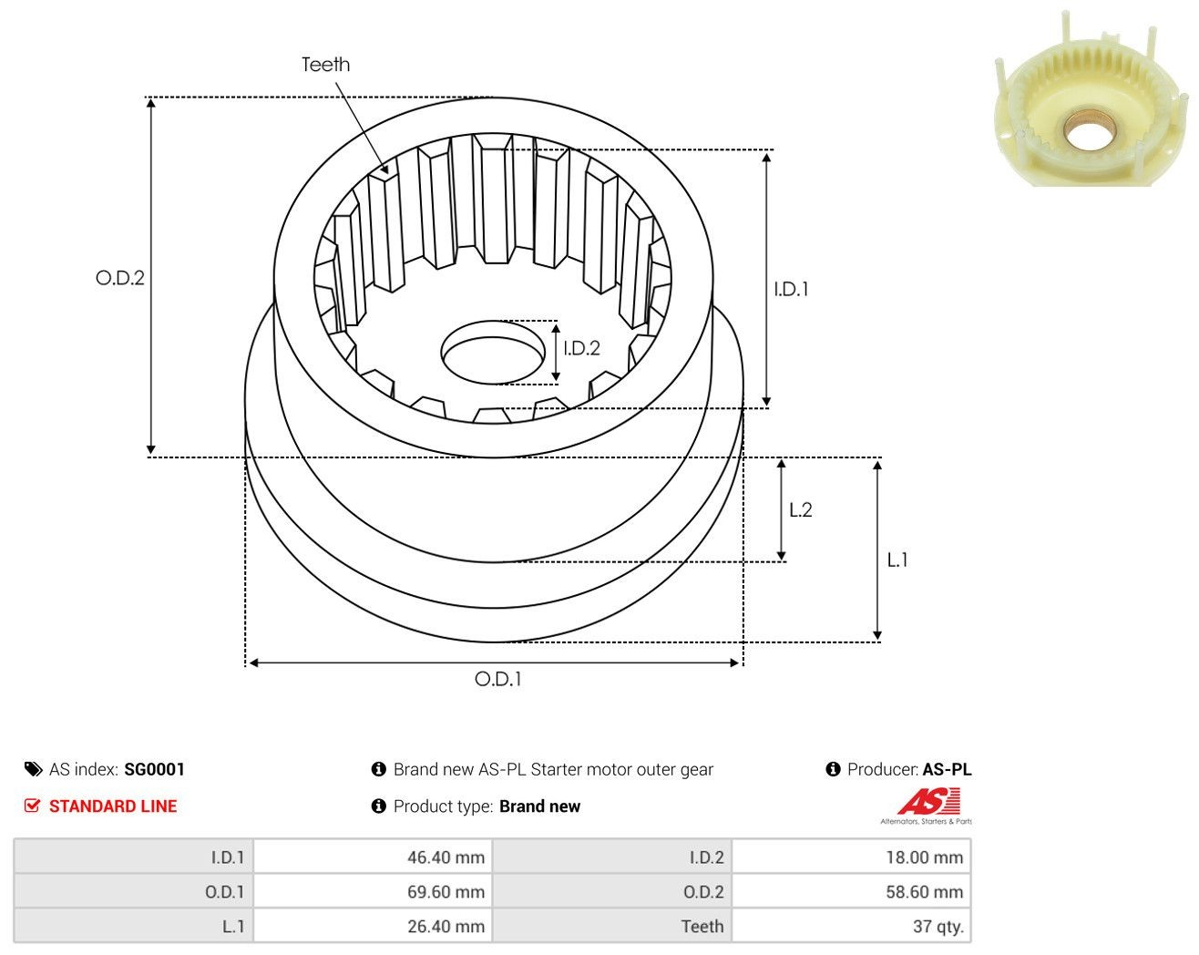 Compre SG0001 As-pl Roda dentada planetária de redutor do motor de arranco