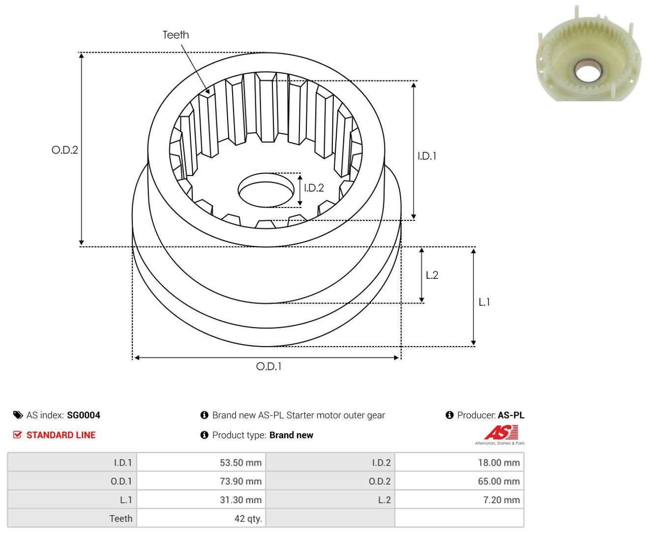 Roda dentada planetária de redutor do motor de arranco As-pl SG0004 preço, a partir de 4,89 USD