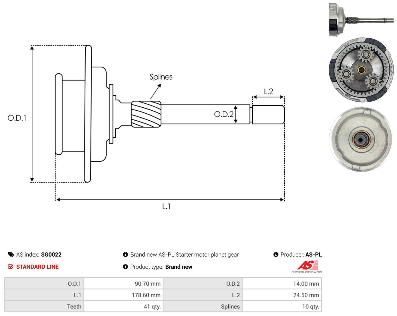 Redutor do motor de arranco SG0022 As-pl