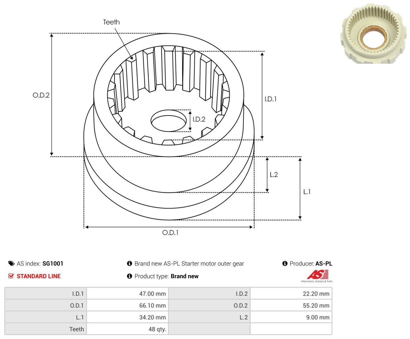 Roda dentada planetária de redutor do motor de arranco As-pl SG1001 preço, a partir de 3,98 USD