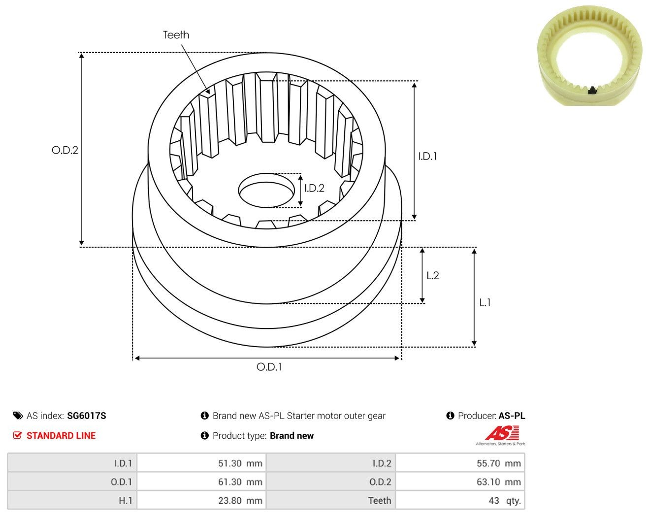 Roda dentada planetária de redutor do motor de arranco As-pl SG6017S preço, a partir de 4,53 USD