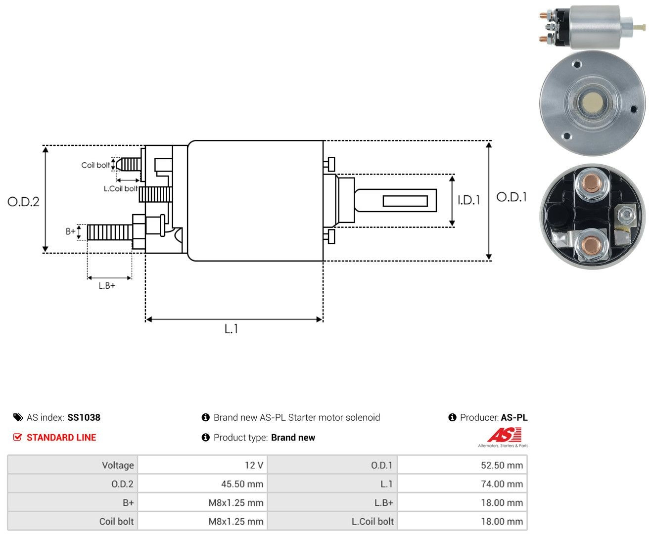 Relê retrator do motor de arranco As-pl SS1038 preço, a partir de 28,00 USD