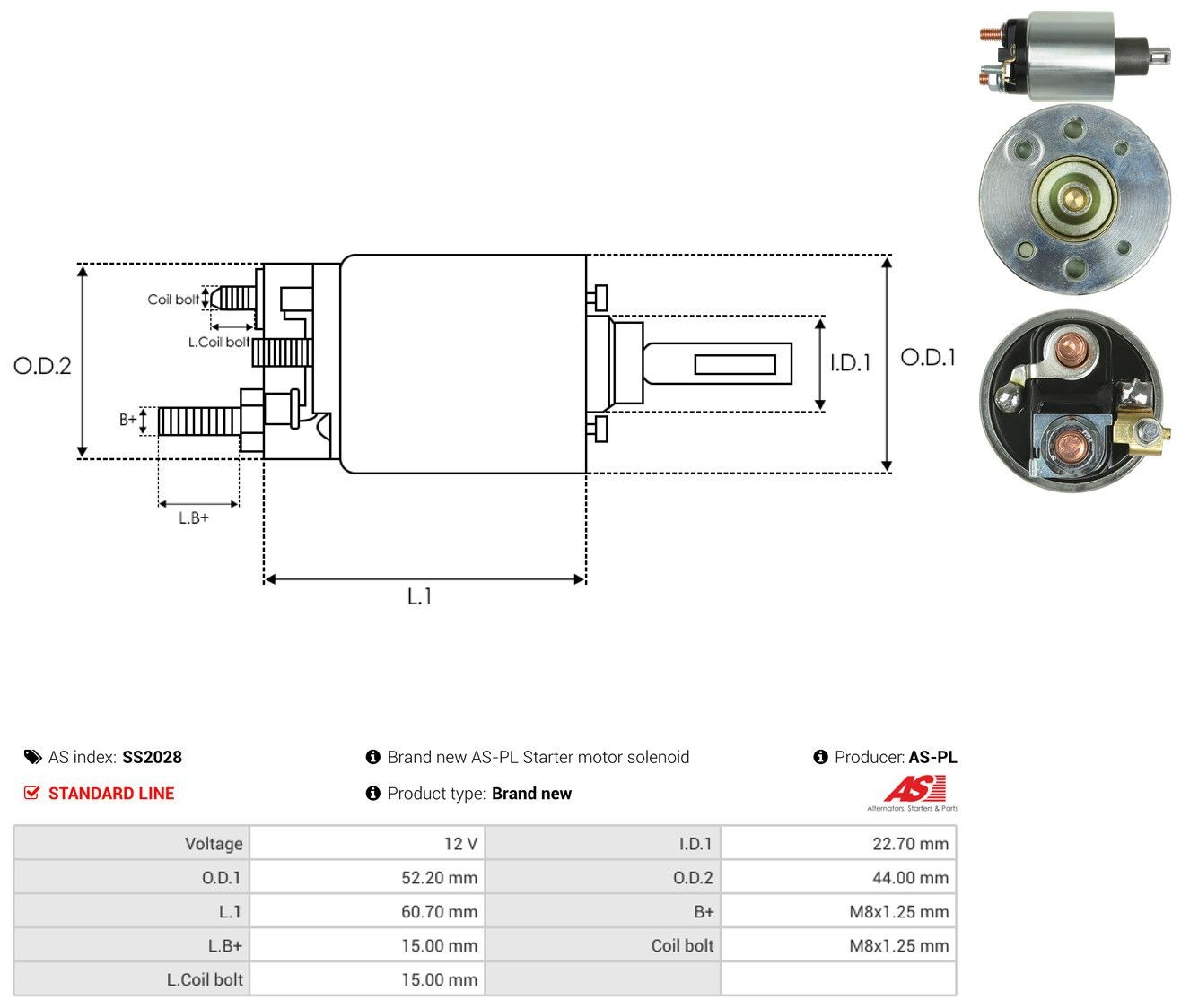 Relê retrator do motor de arranco SS2028 As-pl