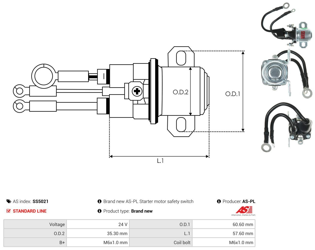 Relê retrator do motor de arranco SS5021 As-pl