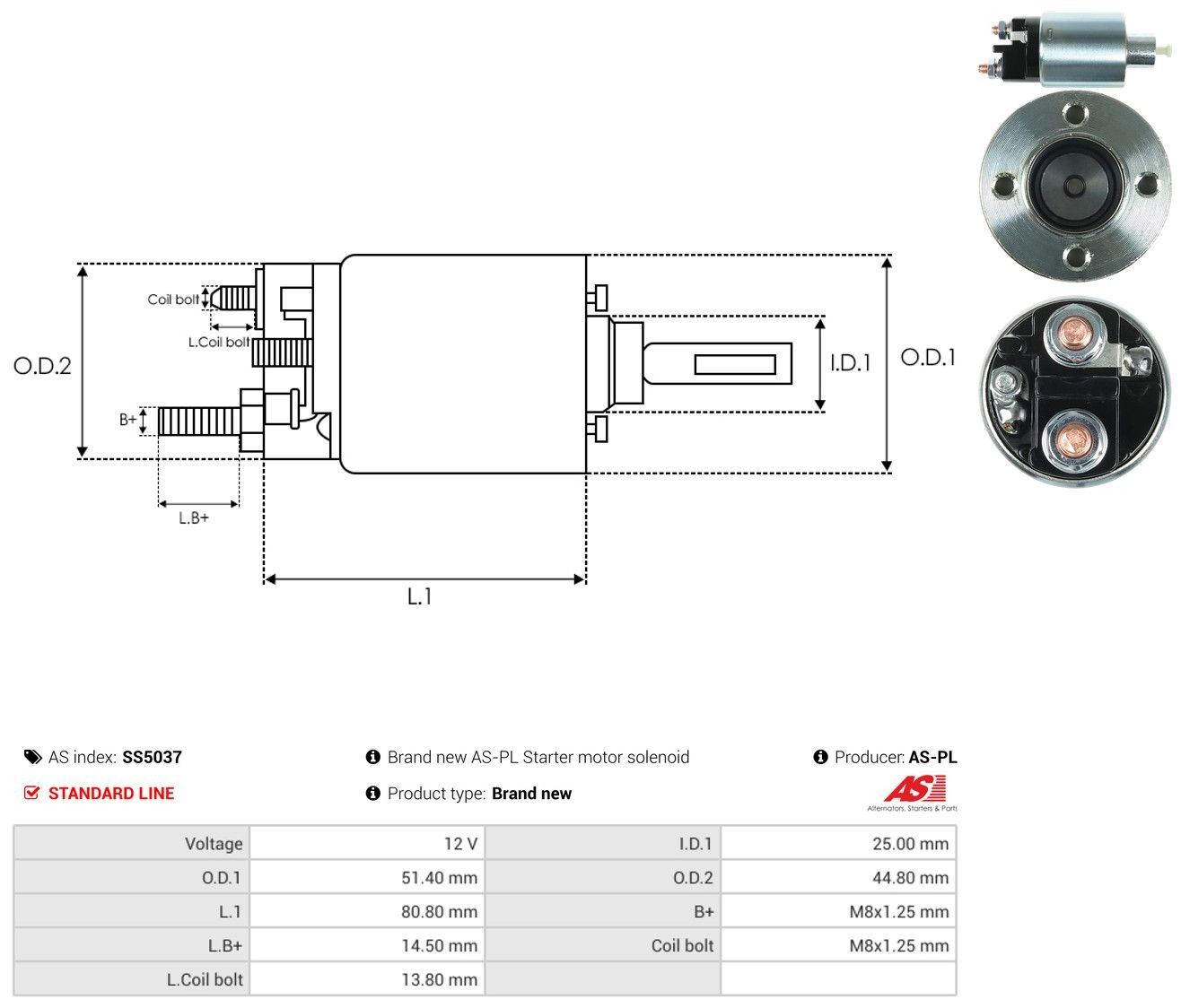 Relê retrator do motor de arranco SS5037 As-pl