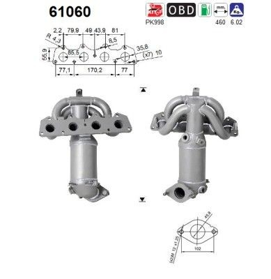 Tubo coletor de escape para KIA Carens II FG