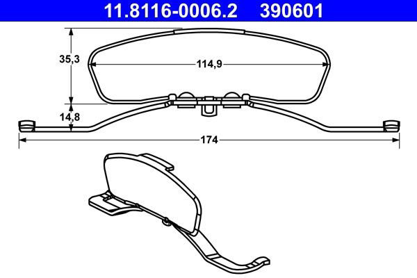 Kit de molas de fixação de sapatas de disco dianteiras Audi TT  8J3