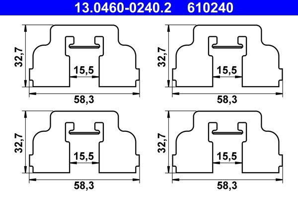 Kit de molas de fixação de sapatas de disco dianteiras para Dacia Sandero I BS0, 1