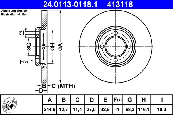 Disco do freio dianteiro Ford Taunus  GBTS, GBFS, CBTS