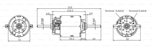 Motor de ventilador de forno (de aquecedor de salão) 0130111042 Bosch
