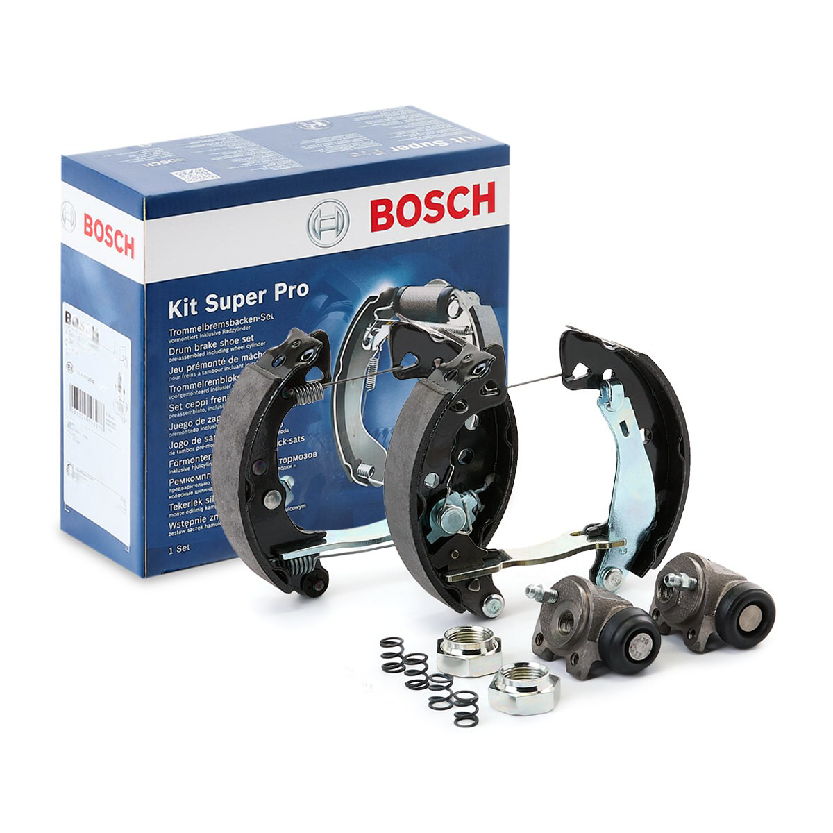 Sapatas do freio traseiras de tambor, montadas com cilindros, kit 0204114027 Bosch