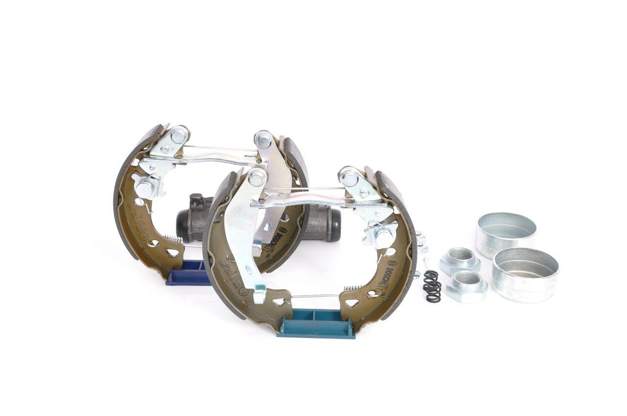 Sapatas do freio traseiras de tambor, montadas com cilindros, kit 0204114027 Bosch