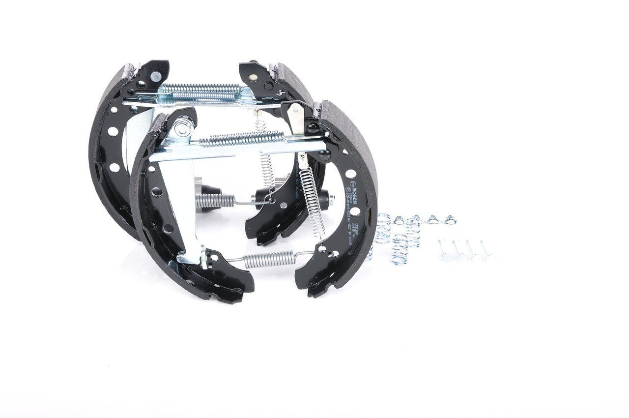 Compre 0204114546 Bosch Sapatas do freio traseiras de tambor, montadas com cilindros, kit