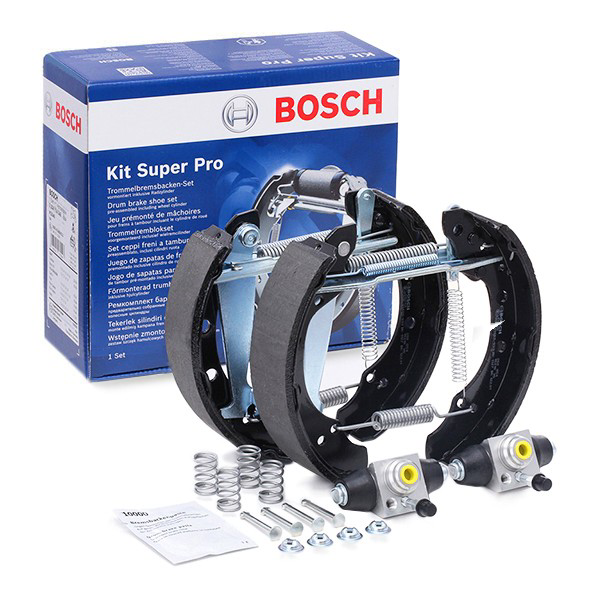 Sapatas do freio traseiras de tambor, montadas com cilindros, kit Bosch 0204114546