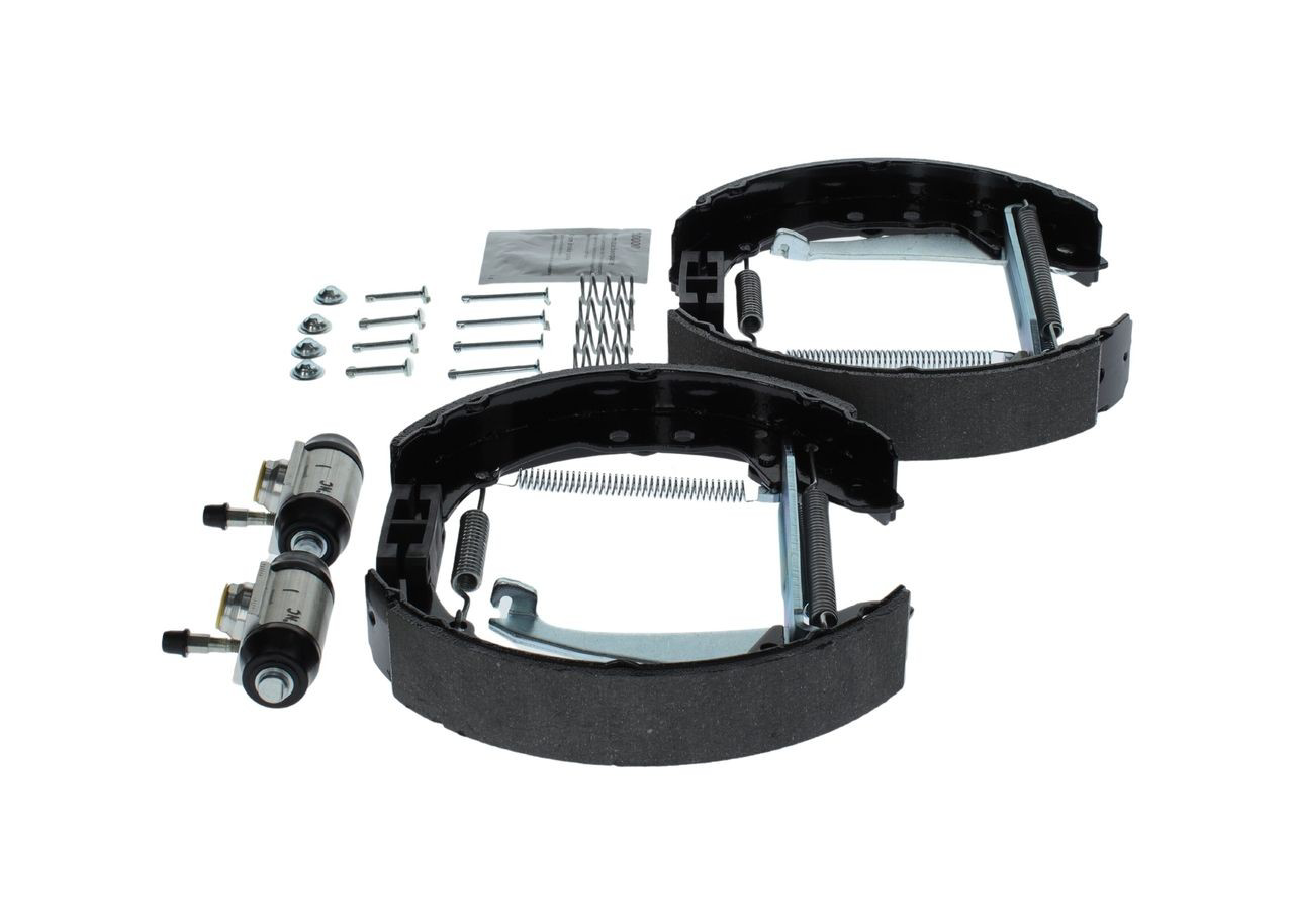 Sapatas do freio traseiras de tambor, montadas com cilindros, kit 0204114634 Bosch