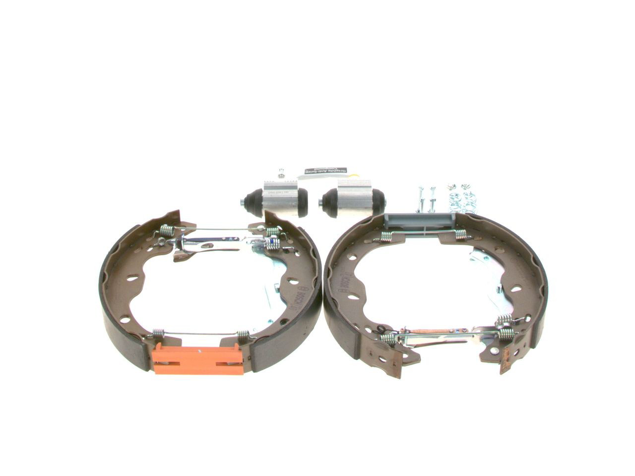 Sapatas do freio traseiras de tambor, montadas com cilindros, kit 0204114678 Bosch