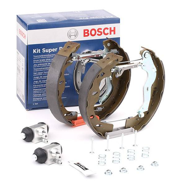 Compre 0204114678 Bosch Sapatas do freio traseiras de tambor, montadas com cilindros, kit