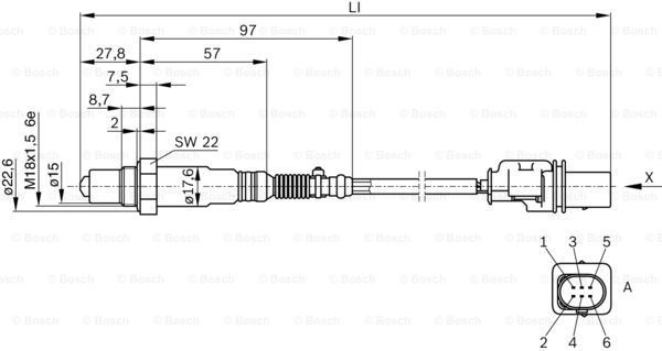 0258017025 Bosch Sonda lambda, sensor de oxigênio até o catalisador