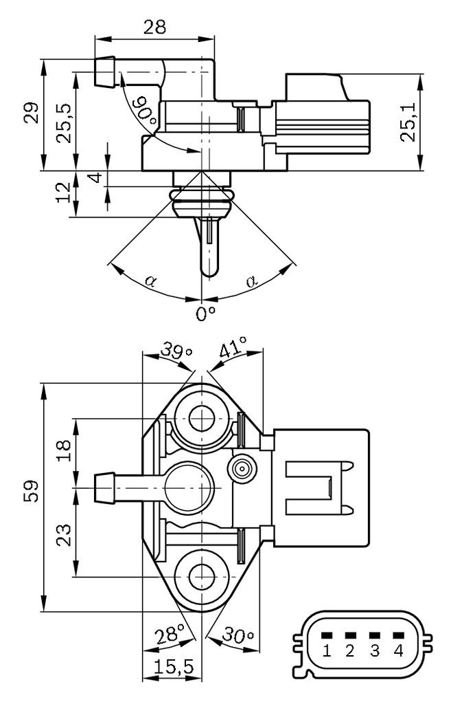 Sensor de pressão de combustível 0261230093 Bosch