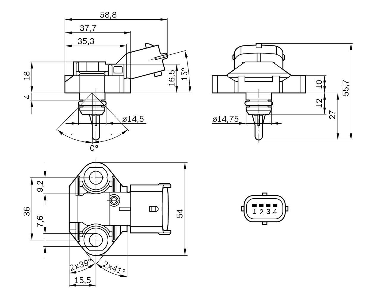 Sensor de pressão de combustível 0261230112 Bosch