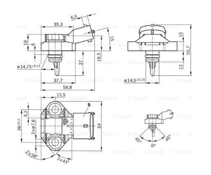 Sensor de temperatura de combustível 0261230145 Bosch