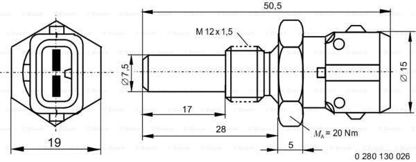Compre 0280130026 Bosch Sensor de temperatura do fluido de esfriamento