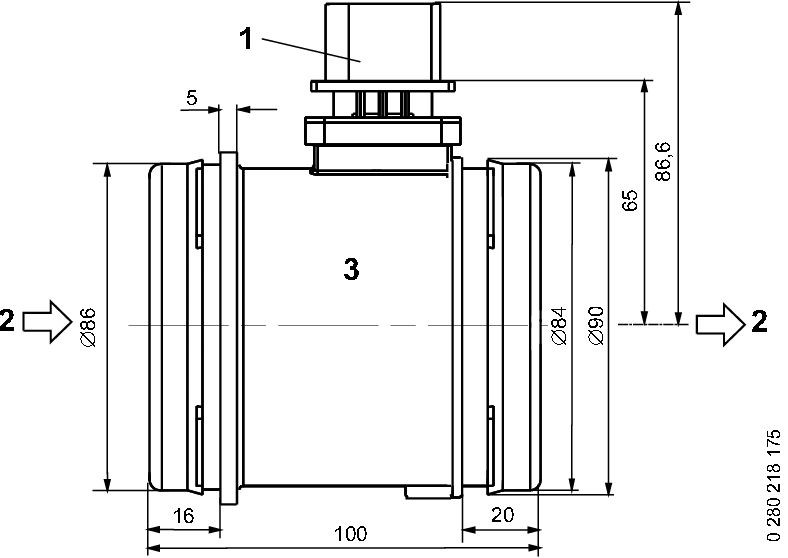 Sensor de fluxo (consumo) de ar, medidor de consumo M.A.F. - (Mass Airflow) Bosch 0280218175