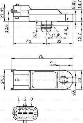 Sensor de pressão de supercompressão 0281002996 Bosch