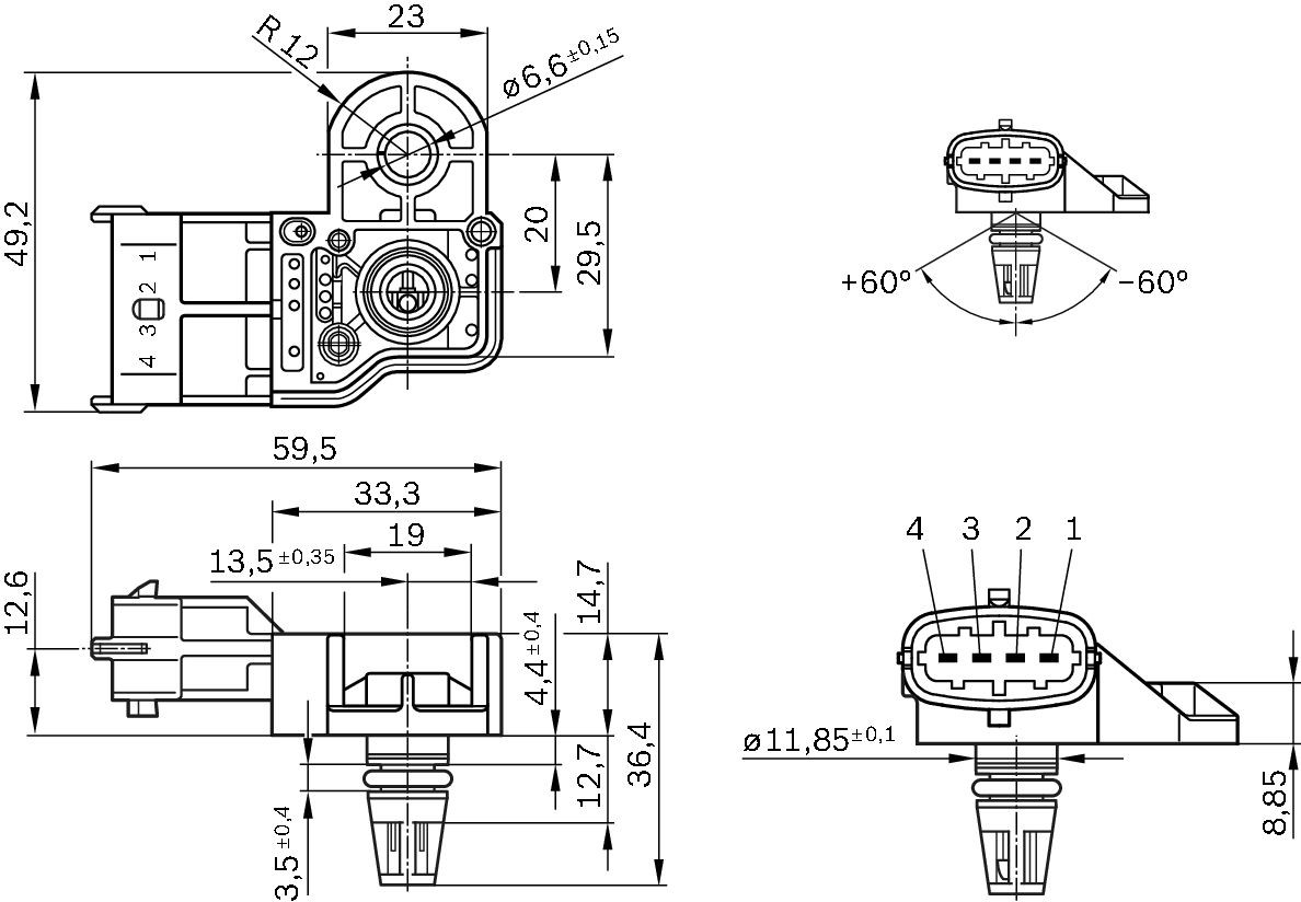 Sensor de pressão no coletor de admissão, MAP Bosch 0281006171