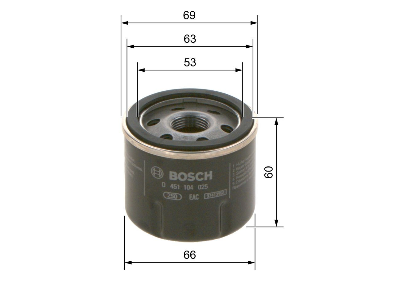 Filtro de óleo Bosch 0451104025
