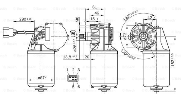 Motor de limpador pára-brisas do pára-brisas 0986337402 Bosch