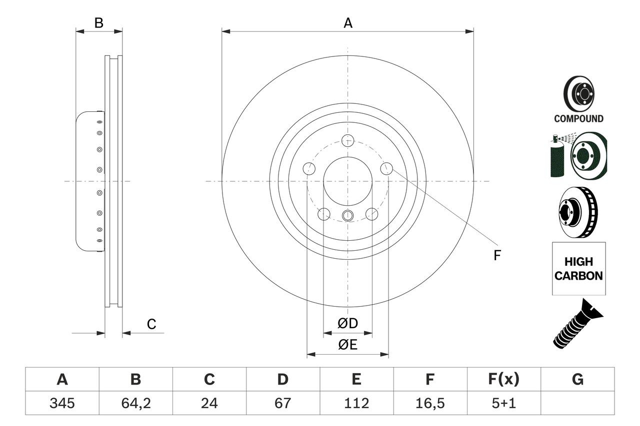 0986479F61 Bosch Disco do freio traseiro